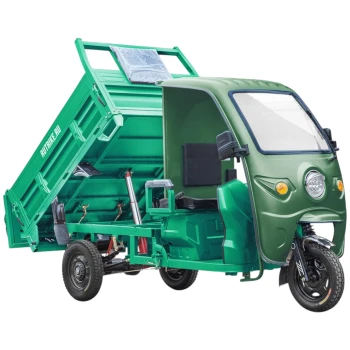 Грузовой электротрицикл Rutrike D5 КАБИНА гидравлика 1500 72V1500W Тёмно-зелёный